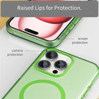 iPhone 15 Pro Max Translucent Case Magnetic Phone Cover Compatible with MagSafe - Fluorescent Green