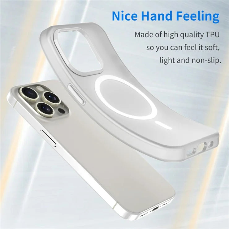 iPhone 16 Pro Case Compatible with MagSafe TPU + PC Slim Matte Translucent Phone Cover - White