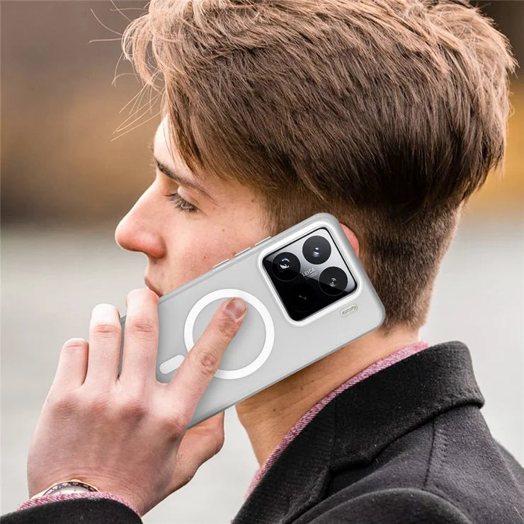 Xiaomi 15 Pro Magnetic Case TPU + PC Slim Matte Translucent Phone Cover - White