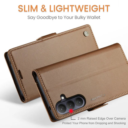 CASEME For Samsung Galaxy S26+ Case  023 Series RFID Blocking Glossy Stand Phone Cover - Brown