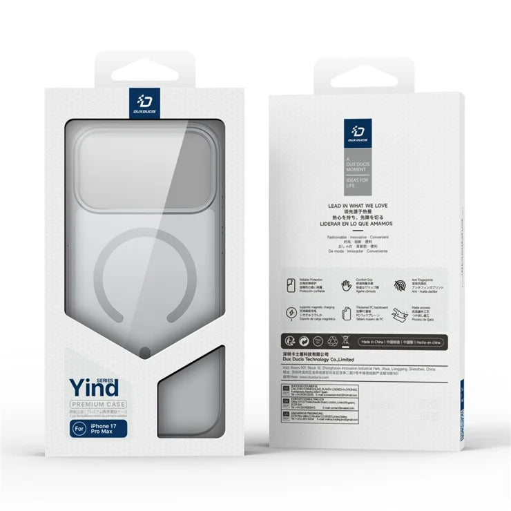 DUX DUCIS Yind Series For iPhone 17 Pro Case TPU + PC Matte Phone Cover Compatible with MagSafe - Grey