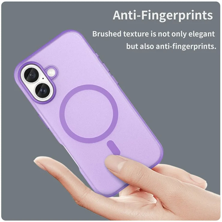 iPhone 16 Case Compatible with MagSafe TPU + PC Slim Matte Translucent Phone Cover - Dark Purple