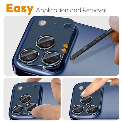 iPhone 17 Pro Camera Lens Protector Matte Integrated Metal Tempered Glass Lens Film - Blue