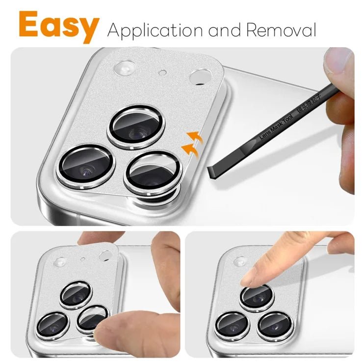 iPhone 17 Pro Max Camera Lens Protector Matte Integrated Metal Tempered Glass Lens Film - Silver