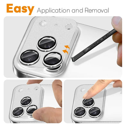 iPhone 17 Pro Max Camera Lens Protector Matte Integrated Metal Tempered Glass Lens Film - Silver