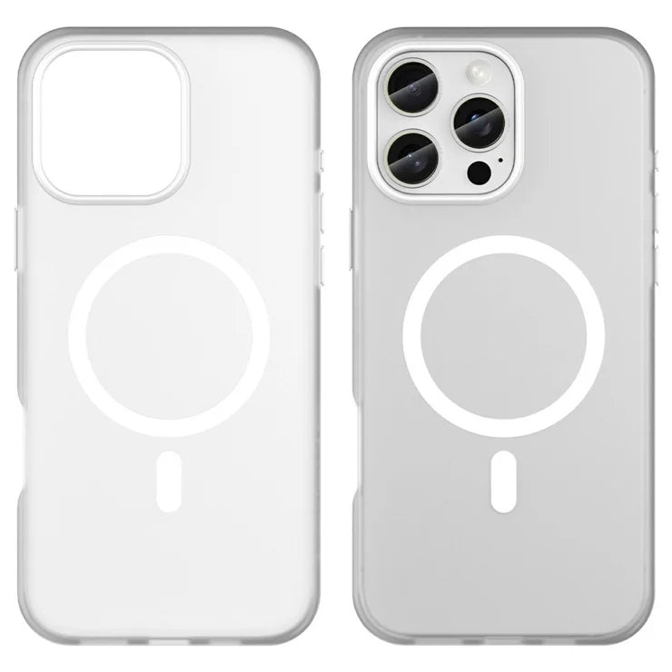 iPhone 16 Pro Max Case Compatible with MagSafe TPU + PC Slim Matte Translucent Phone Cover - White