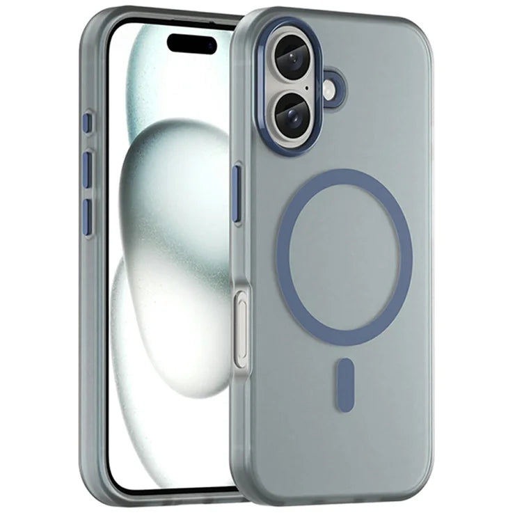 iPhone 16 Case Compatible with MagSafe TPU + PC Slim Matte Translucent Phone Cover - Dark Blue