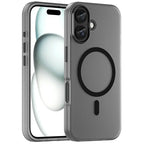 iPhone 16 Case Compatible with MagSafe TPU + PC Slim Matte Translucent Phone Cover - Black
