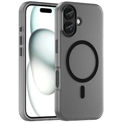 iPhone 16 Case Compatible with MagSafe TPU + PC Slim Matte Translucent Phone Cover - Black
