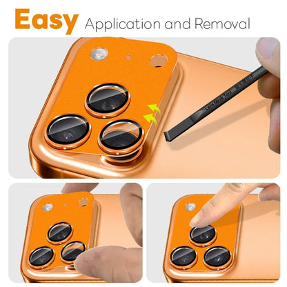 iPhone 17 Pro Max Camera Lens Protector Matte Integrated Metal Tempered Glass Lens Film - Orange