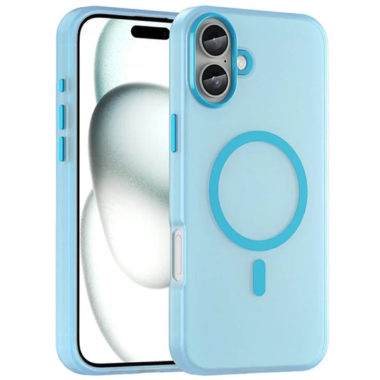 iPhone 16 Plus Case Compatible with MagSafe TPU + PC Slim Matte Translucent Phone Cover - Blue