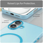 iPhone 16 Plus Case Compatible with MagSafe TPU + PC Slim Matte Translucent Phone Cover - Blue