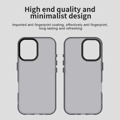 iPhone 16 Plus Case PC+TPU+PET Matte Anti-drop Phone Back Cover - Black