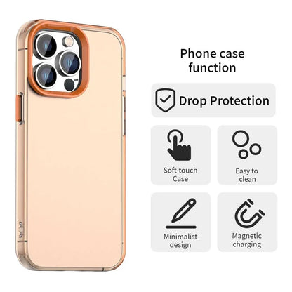 iPhone 14 Pro Max Case PC+TPU+PET Matte Anti-Drop Phone Back Cover - Orange