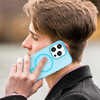 For iPhone 16 Pro Case Compatible with MagSafe TPU + PC Slim Matte Translucent Phone Cover - Blue