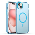 iPhone 15 Magnetic Case Matte Phone Cover Anti-Fingerprint Anti-Scratch - Blue