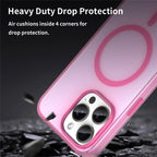 iPhone 15 Pro Max Translucent Case Magnetic Phone Cover Compatible with MagSafe - Pink
