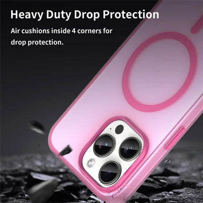 iPhone 15 Pro Case Translucent Matte Back Slim Phone Cover - Pink