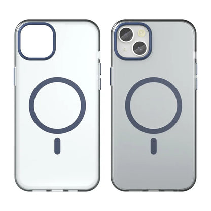 iPhone 15 Plus / 14 Plus Magnetic Case Translucent Matte Anti-Fingerprint Phone Cover - Dark Blue