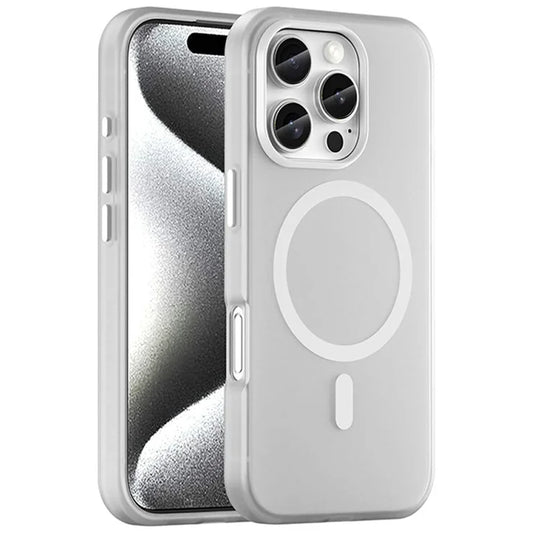 iPhone 16 Pro Case Compatible with MagSafe TPU + PC Slim Matte Translucent Phone Cover - White