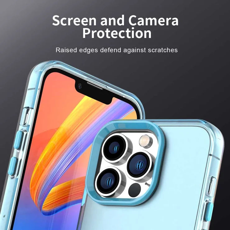 iPhone 13 Pro Max Case PC+TPU+PET Matte Anti-Drop Phone Back Cover - Blue