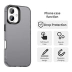 iPhone 16 Plus Case PC+TPU+PET Matte Anti-drop Phone Back Cover - Black