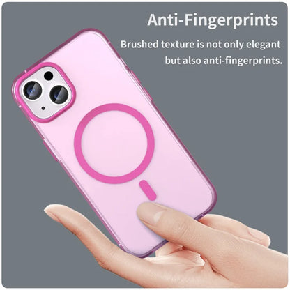 iPhone 14 Translucent Phone Case Matte Design Compatible with MagSafe Wireless Charging - Pink