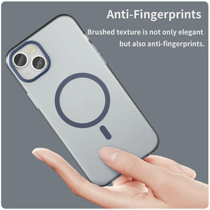 iPhone 15 Plus / 14 Plus Magnetic Case Translucent Matte Anti-Fingerprint Phone Cover - Dark Blue