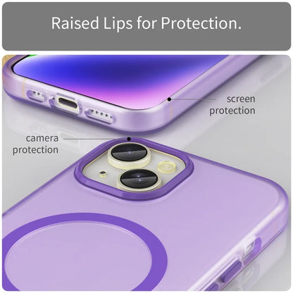 iPhone 14 Translucent Phone Case Matte Design Compatible with MagSafe Wireless Charging - Dark Purple