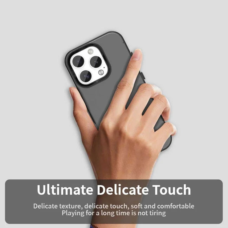 iPhone 16 Pro Max Case PC+TPU+PET Matte Anti-Drop Phone Back Cover - Black