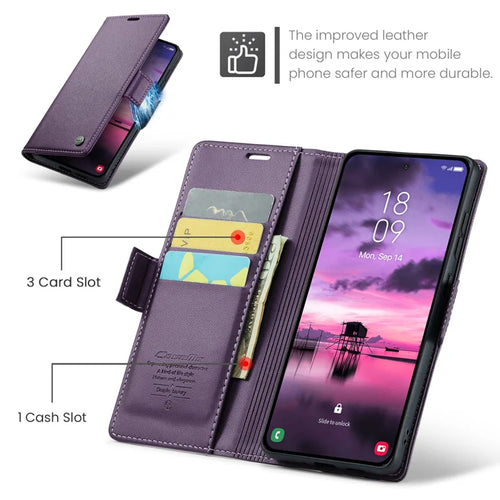 CASEME For Samsung Galaxy S26+ Case 023 Series RFID Blocking Glossy Stand Phone Cover - Purple