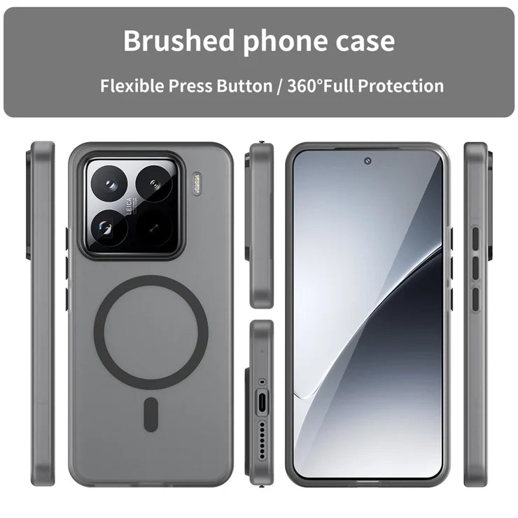 Xiaomi 15 Pro Magnetic Case TPU + PC Slim Matte Translucent Phone Cover - Black