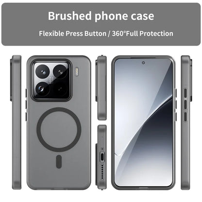 Xiaomi 15 Pro Magnetic Case TPU + PC Slim Matte Translucent Phone Cover - Black