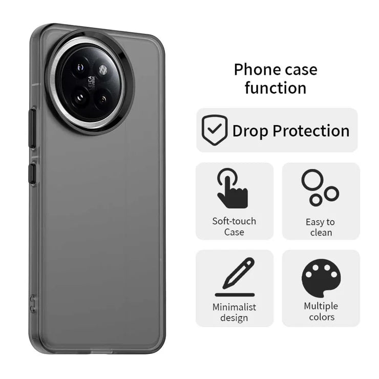 Xiaomi 14 Civi 5G / Civi 4 Pro 5G Case PC+TPU+PET Matte Anti-Drop Phone Back Cover - Black