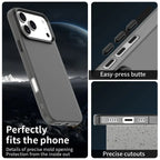 iPhone 17 Pro Case PC + TPU + PET Matte Anti-Drop Phone Back Cover - Black