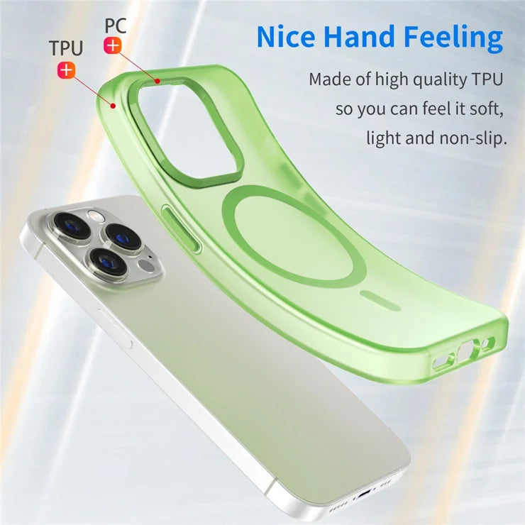 iPhone 14 Pro Translucent Matte Phone Case TPU + PC Anti-Scratch Cover - Fluorescent Green