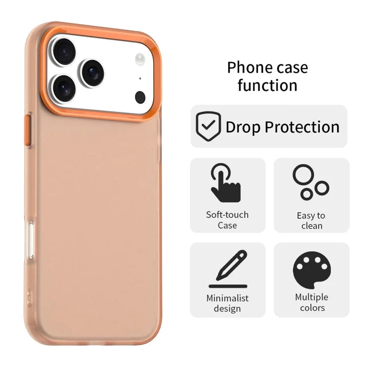 iPhone 17 Pro Max Case PC + TPU + PET Matte Anti-Drop Phone Back Cover - Orange