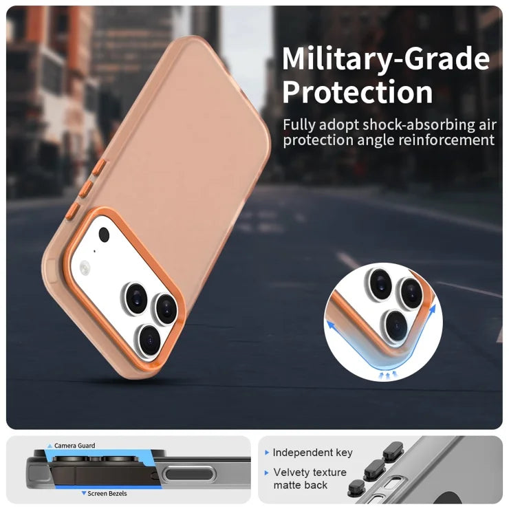 iPhone 17 Pro Case PC + TPU + PET Matte Anti-Drop Phone Back Cover - Orange