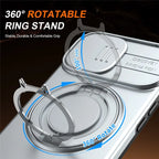 iPhone 15 Case Magnetic Case Ring Kickstand Slide Camera Cover TPU PC Hybrid Phone Shell - Silver