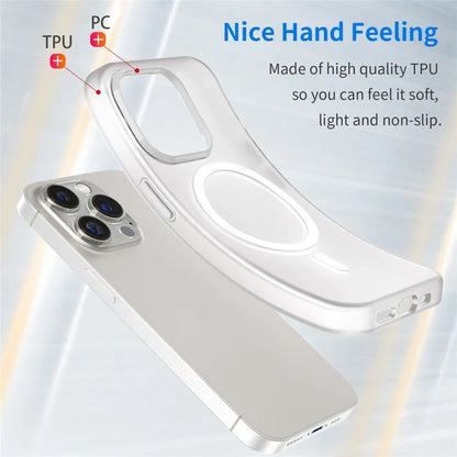 Magnetic Case for iPhone 14 Pro Max Compatible with MagSafe Translucent Matte Back Cover - White