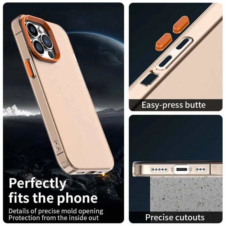 iPhone 13 Pro Max Case PC+TPU+PET Matte Anti-Drop Phone Back Cover - Orange