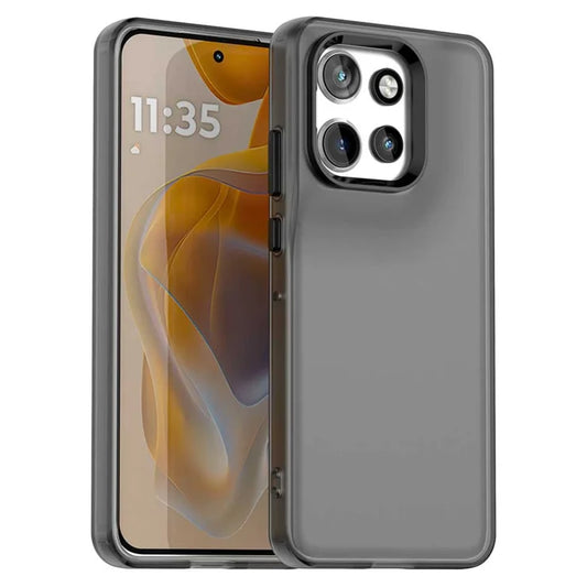 Matte Etui til Motorola Edge 60 Neo 5G / 50 Neo 5G / S50 5G / ThinkPhone 25 5G PC+TPU+PET Anti-Drop Telefon Bagcover - Sort