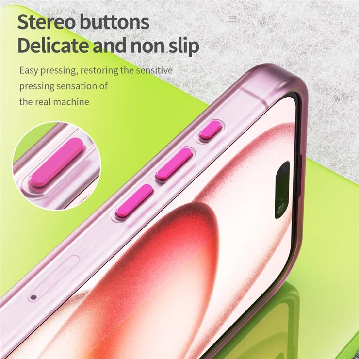 iPhone 15 Pro Case Translucent Matte Back Slim Phone Cover - Pink