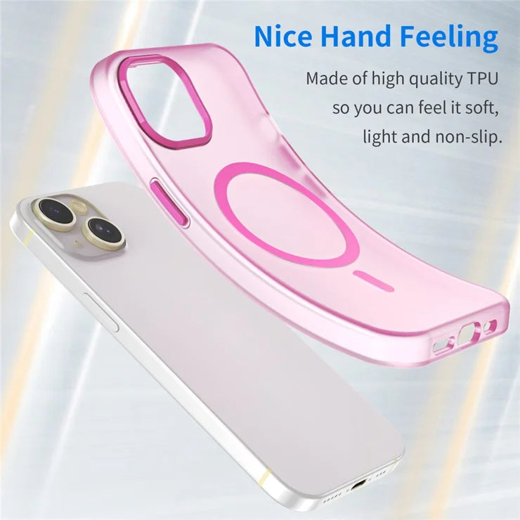 iPhone 14 Translucent Phone Case Matte Design Compatible with MagSafe Wireless Charging - Pink