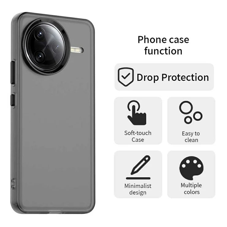 Xiaomi Poco F7 Ultra 5G / Redmi K80 Pro 5G Case PC+TPU+PET Matte Anti-Drop Phone Back Cover - Black