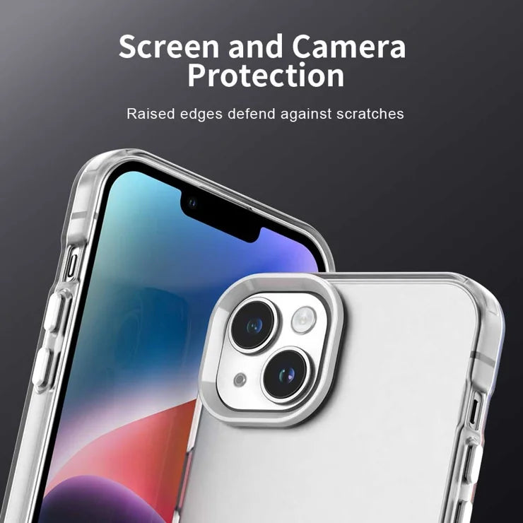 iPhone 15 Plus / 14 Plus -suojakuori, PC+TPU+PET, mattapintainen, putoamissuoja, puhelimen takakansi - valkoinen
