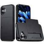 AMORUS For iPhone 17 Case with Sliding Card Holder PC TPU Phone Back Cover - Black