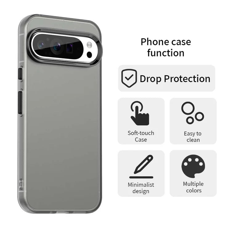 Google Pixel 9 Pro XL Case PC+TPU+PET Matte Anti-Drop Phone Back Cover - Black