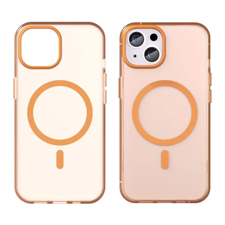 iPhone 14 Translucent Phone Case Matte Design Compatible with MagSafe Wireless Charging - Orange