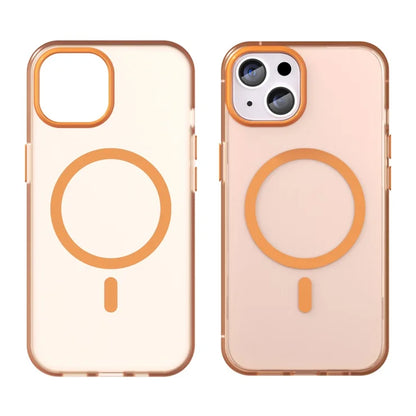 iPhone 14 Translucent Phone Case Matte Design Compatible with MagSafe Wireless Charging - Orange